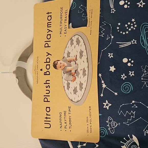 Manhattan Kids Ultra Plush Navy Blue Space Themed Baby Playmat - Picture 3 of 5